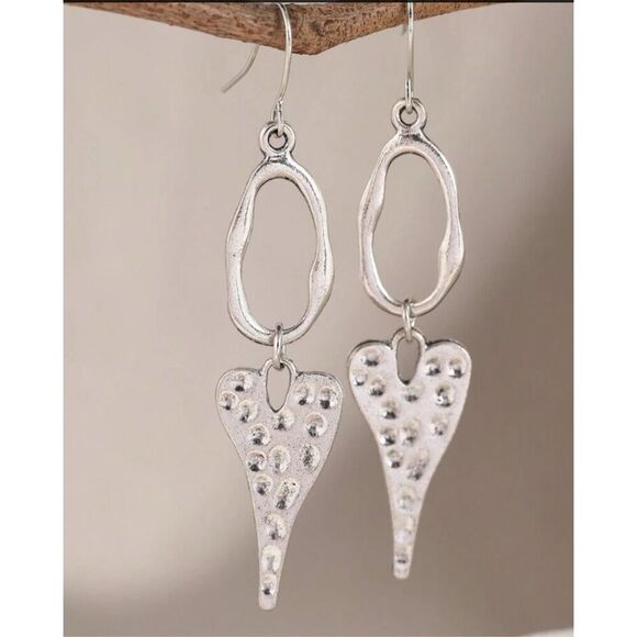 Hammered Heart Earrings - Picture 1 of 6